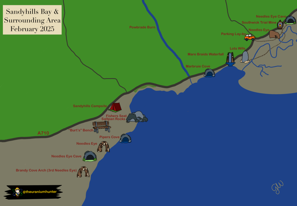 Map of Sandyhills Bay, Dumfries and Galloway, Scotland